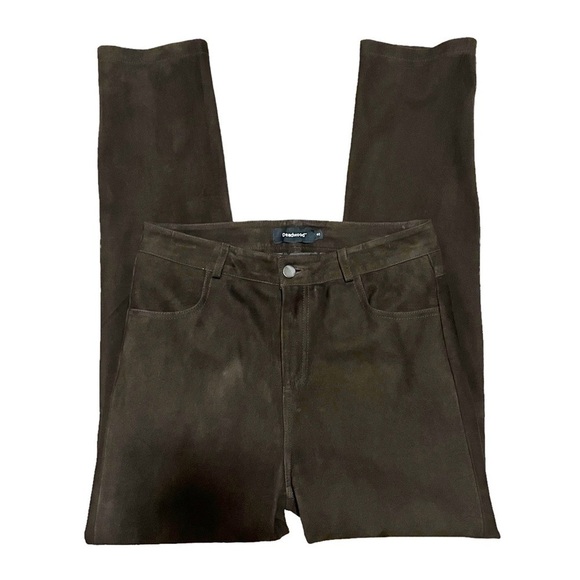 Deadwood Phoenix Brown Suede Straight Leg Pants Women’s Size 40 Fits Size 6 - Picture 3 of 9